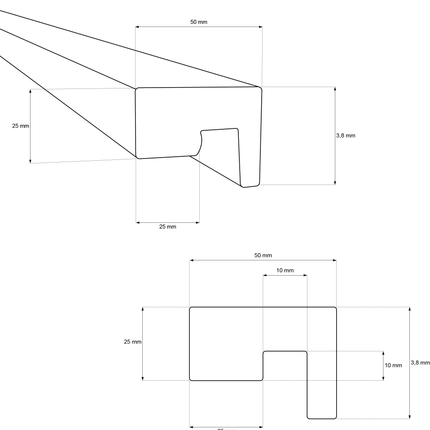 Akupanel - LED afwerkeindlat voor plafond en zijkant- Eiken Light Naturel 270 cm