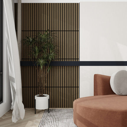Akupanel Eiken Walnoot 60 x 60 cm Lattenwand Akoestische wandpanelen