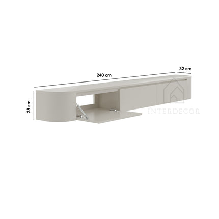 Dulce curved TV-Meubel zwevend beige 240 cm