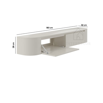 Dulce curved TV-Meubel zwevend beige 280 cm
