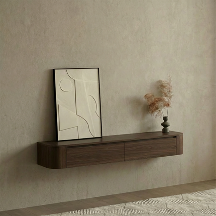 Dulce curved TV-Meubel zwevend walnut 180 cm