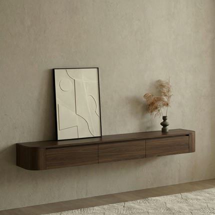 Dulce curved TV-Meubel zwevend walnut 240 cm